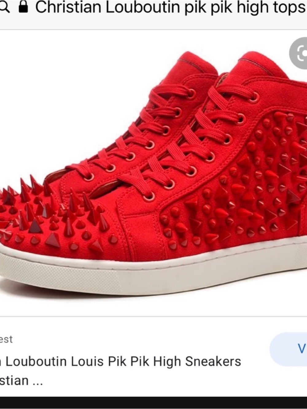 Christian Louboutin Red Spike Suede High-Top Sneakers Ladies sz 6.5 / 7